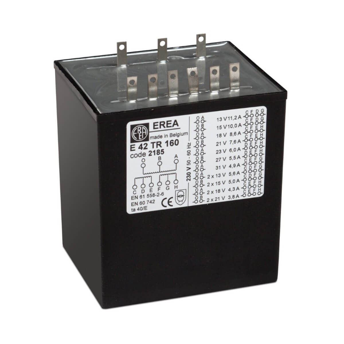 EREA 1 phase isolating transformer for electronic applications 230V/Us Multi-voltage 160VA E 42TR160