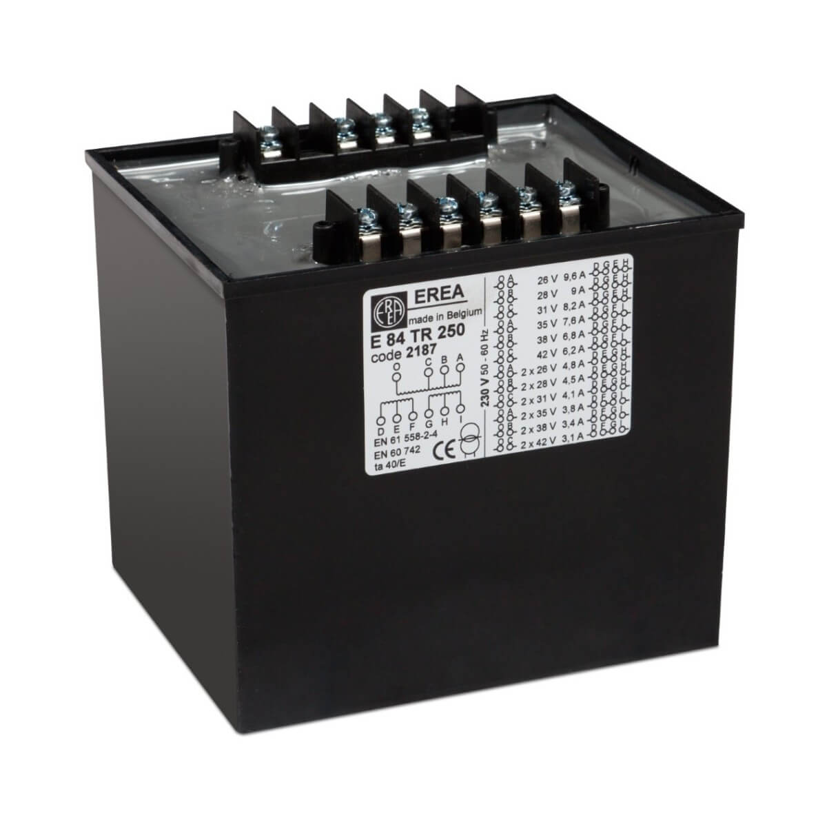 EREA 1 fase beschermingstransformator 230V/Us Multi-voltage 250VA E 84TR250