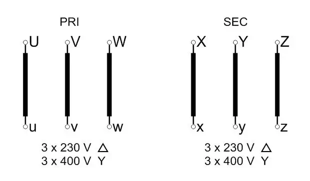 EREA 3 fasen transformator Upri 230V ∆ - 400V Y+N // Usec 230V ∆ - 400V Y+N  2500VA (2.5KVA) SPT2500/BTE