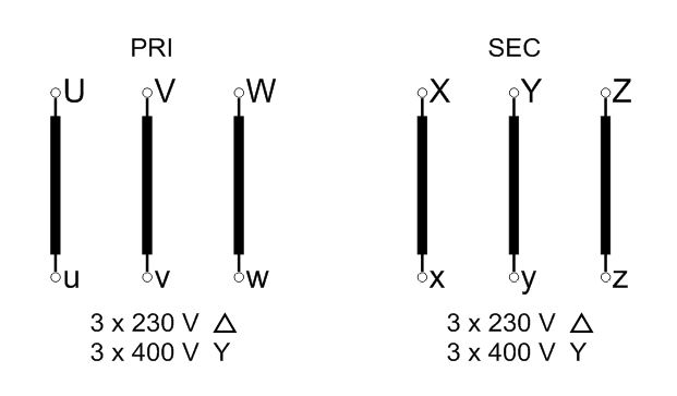 EREA 3 fasen scheidingstransformator 230-400V//230V-400V 4kVA