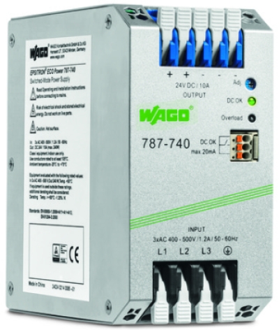 WAGO Stabilized Power Supply 3F 400VAC 24VDC 20A ECO 787-740