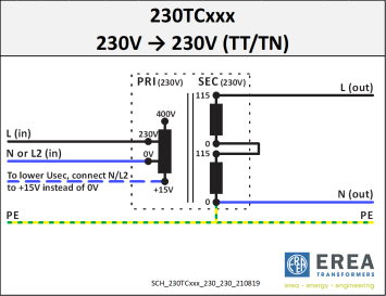 Aansluit schema 230V // 230V 230TC4000