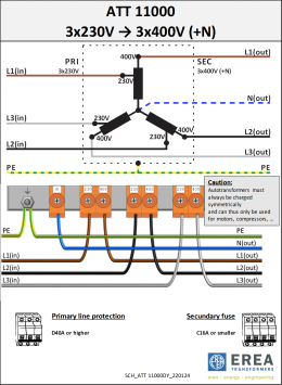 Aansluitschema 3x230V / 3x400V ATT 11000