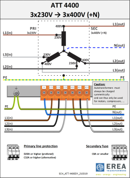 Aansluitschema 3x230V / 3x400V ATT 4400