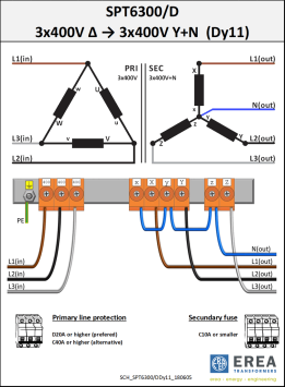 Aansluitschema 3x400V / 3x400V SPT6300/D