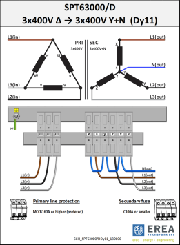 Aansluitschema Dy11 SPT63000/D