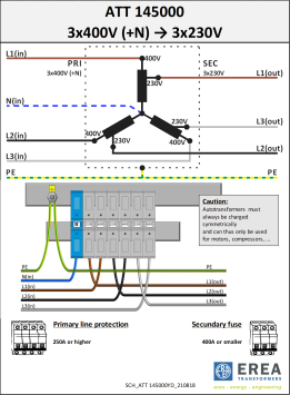 Aansluitschema 3x400V / 3x230V ATT 145000
