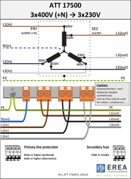 Aansluitschema 3x400V / 3x230V ATT 17500