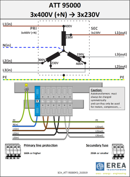 Aansluitschema 3x400V / 3x230V ATT 95000