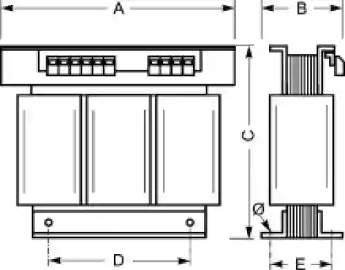 EREA 3 fasen transformator Upri 230V ∆ - 400V Y+N // Usec 230V ∆ - 400V Y+N  1000VA (1KVA) SPT1000/BTE