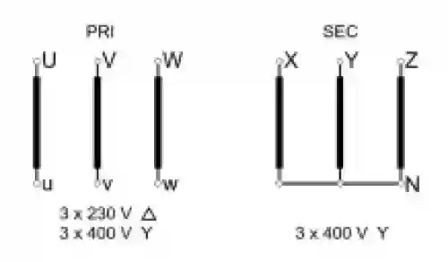 EREA 3 fasen transformator Upri 230V ∆ - 400V Y+N // Usec 400V Y+N  10000VA (10KVA) PVT10000/IRC