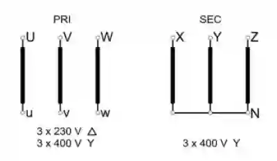 EREA 3 phase transformer Upri 230V ∆ - 400V Y+N // Usec  400V Y+N  25000VA (25KVA) PVT25000/IRC